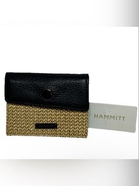 Hammitt Montana Chaparral Raffia Leather Pocket Wallet Cardholder Gunmetal NWT
